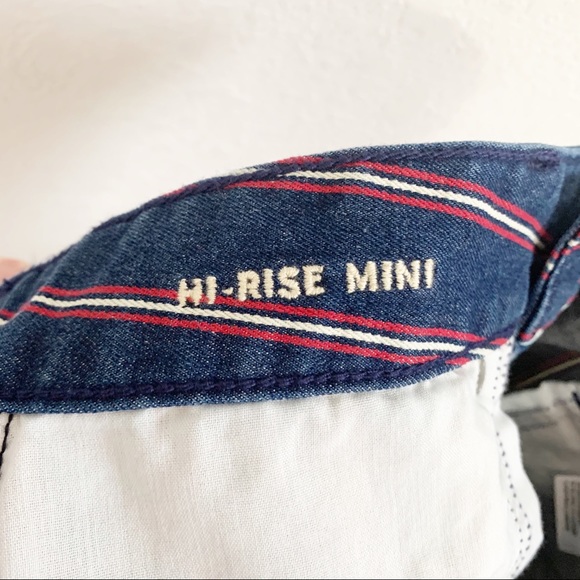 American Eagle Striped High Rise Mini Denim Skirt - Picture 6 of 9